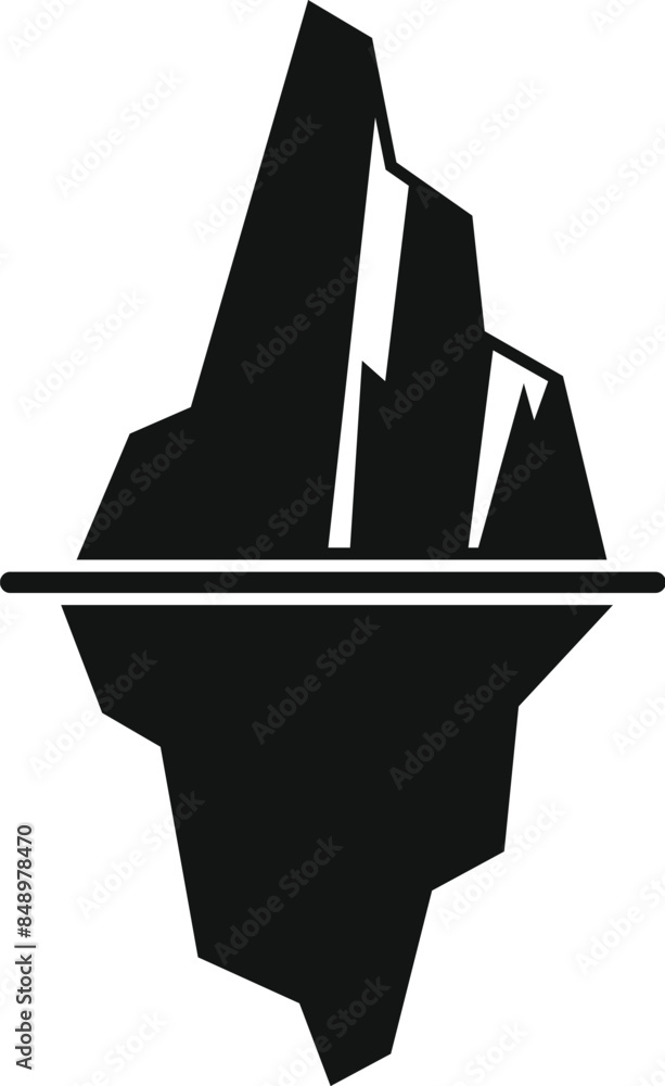 Poster simple black and white icon of an iceberg floating with a visible and a hidden part