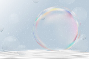 Christmas background with Winter landscape with Snow,Glass snow globe or Snowball on blue sky background,Vector banner for Xmas card,Holiday banner on New Year 2025,Web banner for promotion,Sale