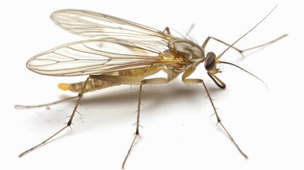 A gnat with delicate wings and tiny body isolated on a white background