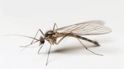 A gnat with delicate wings and tiny body isolated on a white background