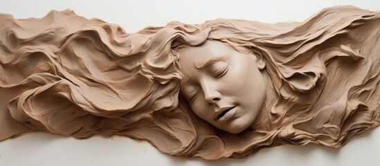 Clay sculpture on white backdrop suitable for molding Wet clay medium for sculpting with copy space image
