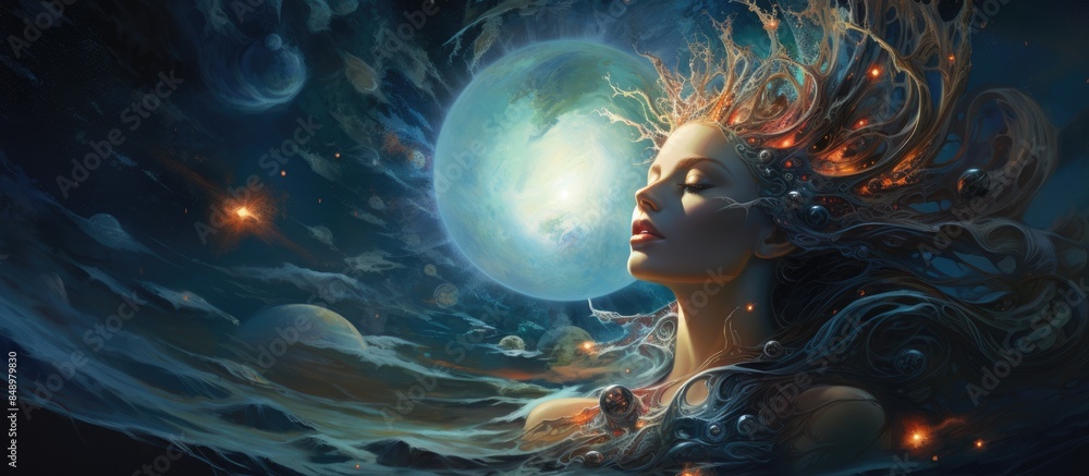 Poster incorporating a cosmic element in the image with room for text. copy space image. place for adding t
