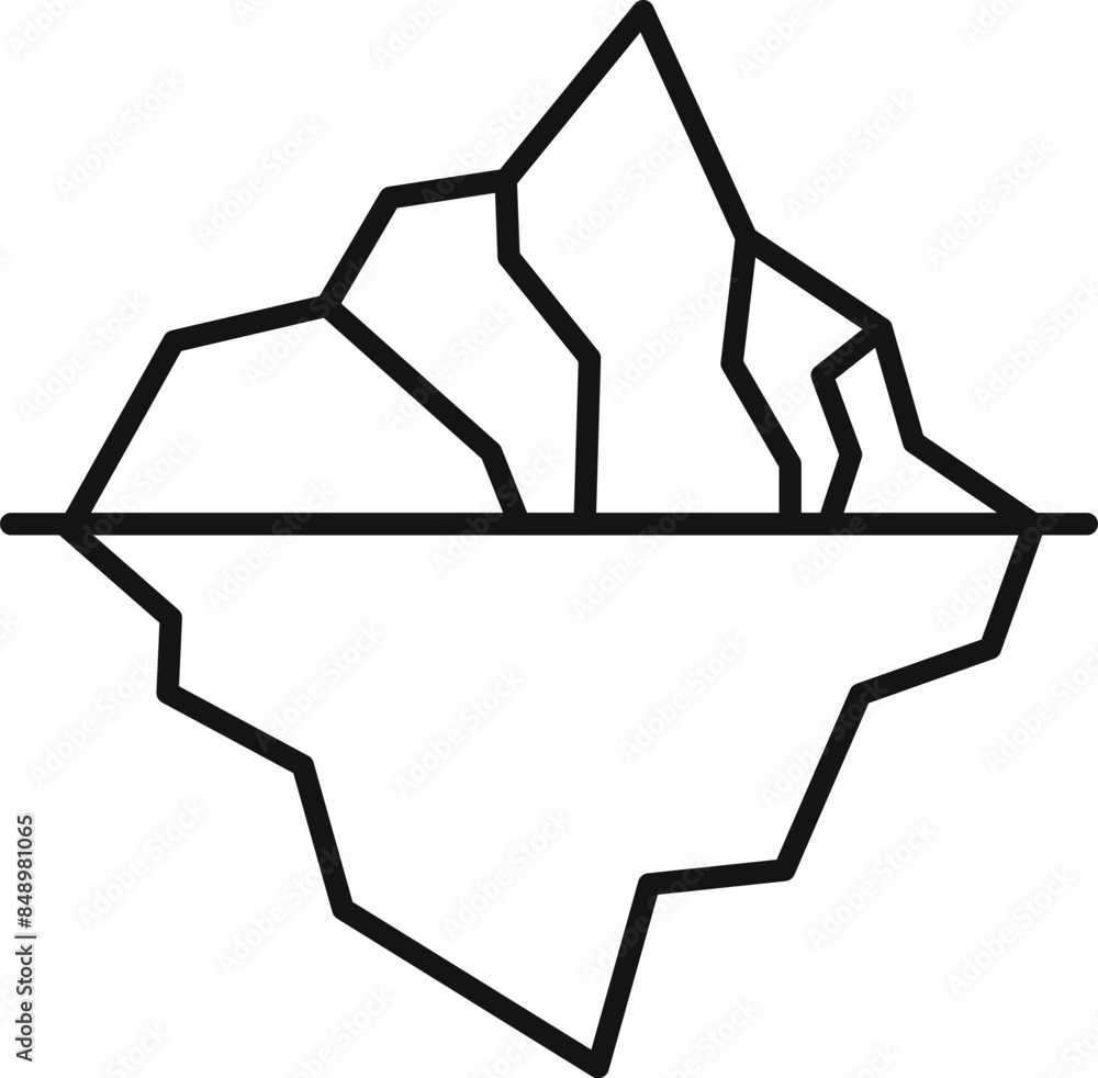 Poster line drawing of an iceberg floating with a large section hidden underwater