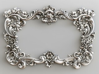 Ornate Silver Frame with Intricate Floral Engravings Conveying Luxury and Sophistication