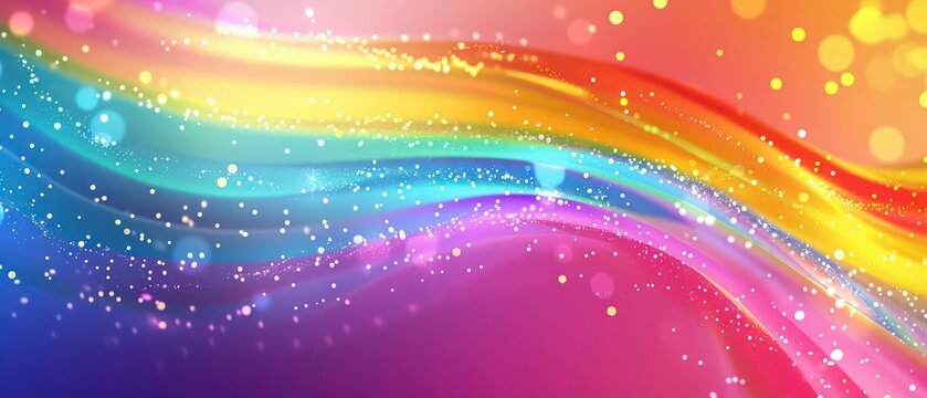 A modern Pride Day background with abstract rainbow patterns and glittering highlights ideal for a lively banner