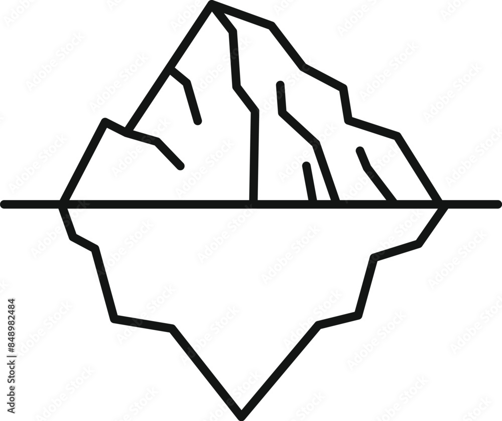 Poster iceberg floating with a small visible part and a larger invisible part underwater