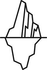 Line drawing of an iceberg floating with a large section hidden below the waterline
