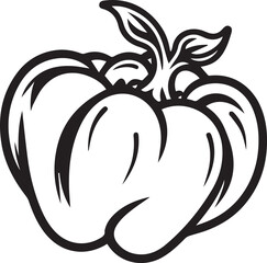 Pepper isolated on white background. Organic healthy food. Vector hand-drawn illustration.