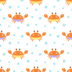 seamless pattern with funny crab