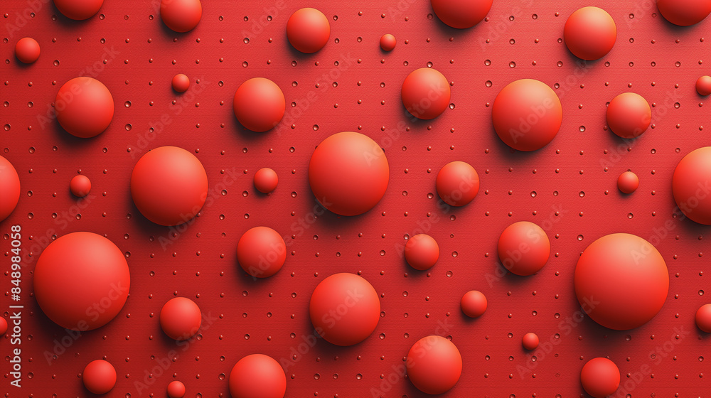 Poster a red background with many red balls scattered around it