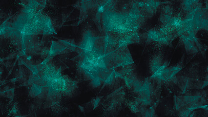 Colored polygonal space. Connection dots and lines structure. Dynamic wave of glowing points. Digital background. Technology background. Triangular futuristic business wallpaper. Plexus. 3D vector.