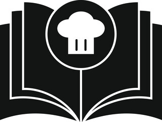 Open cookbook showing chef hat for culinary recipes, cooking education concept