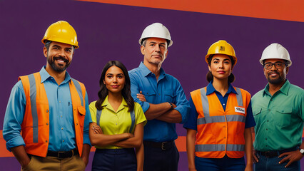 group of workers in warehouse