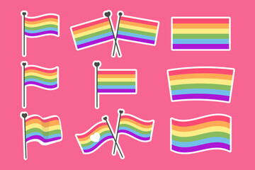 Collection stickers pride flag flat style