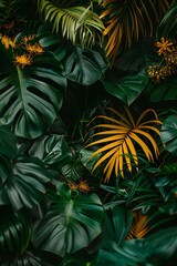 Elegant Tropical Foliage Pattern in Moody Lighting