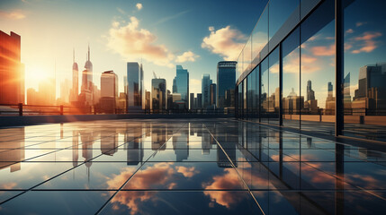 Obraz premium View of modern business skyscraper glass and sky view