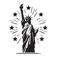 Liberty of Statue icon silhouette vector with white background
