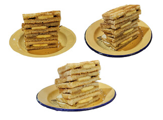 stack of kaya toast on a plate 