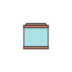 Aquarium icon. Empty glass aquarium of a square shape. Colored vector simple outline icon on blank white background.