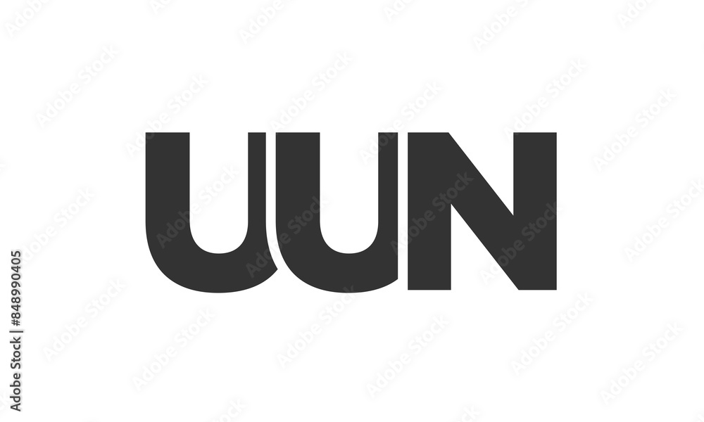 Poster UUN logo design template with strong and modern bold text. Initial based vector logotype featuring simple and minimal typography. Trendy company identity.