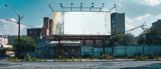 Blank white billboard for business promotions on an urban street