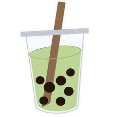 Green tea bubble tea clipart