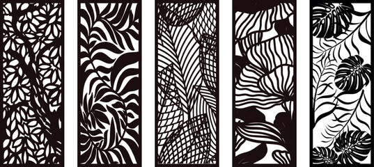 Laser cut leafs panel. room divider screens, paper craft, card background.