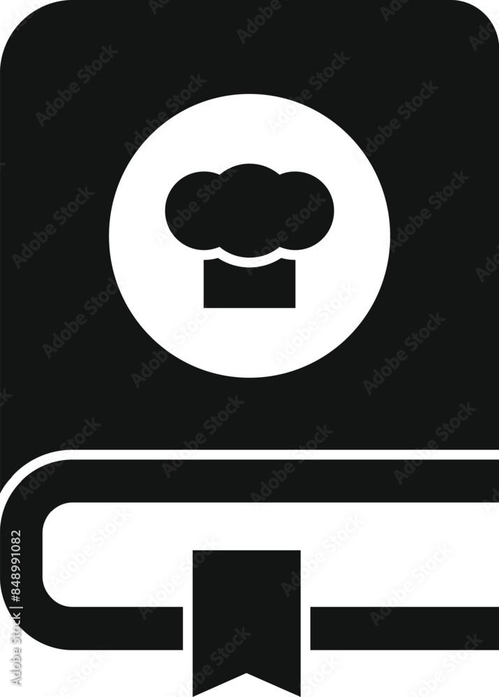 Poster simple icon of a cookbook with a chef hat, perfect for representing cooking and culinary themes