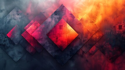 An abstract background featuring intersecting rhombus shapes, vibrant hues of red and orange, hd quality, digital art, high contrast, geometric design, modern aesthetic, artistic abstraction.