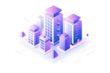 Fototapeta premium Futuristic Cityscape Progressive Real Estate Development Concept in Purple and Blue Hues