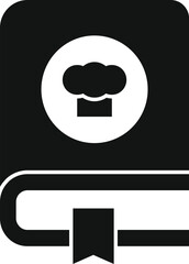 Simple icon of a cookbook with a chef hat, perfect for representing cooking and culinary themes