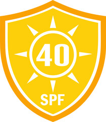 SPF 40 icon, sun, shield icon