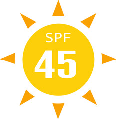 SPF 45 icon, sun, shield icon
