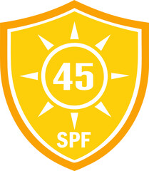 SPF 45 icon, sun, shield icon