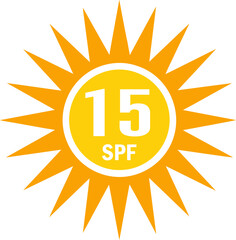 SPF 15 icon, sun, shield icon