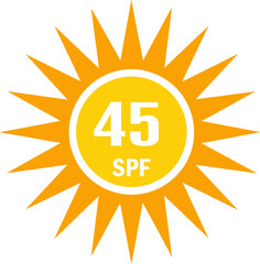 SPF 45 icon, sun, shield icon