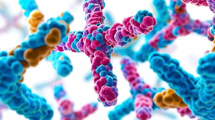 Microscopic view of a cell with detailed chromosomes  