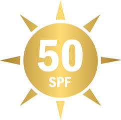 SPF 50 golden sun, shield icon