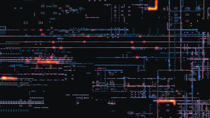 Abstract background of printed circuit board. Computer parts, microcircuits on electronic board. Futuristic data processing on electronic board. Microelectronic technology concepts. Vector illustratio