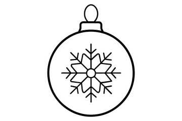 Christmas Ball, Christmas Ball Icon with Snowflake, Christmas Line art vector