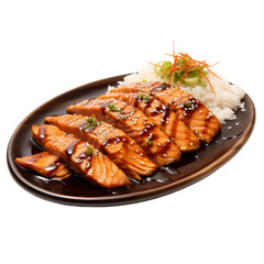 A Plate of Delicious Grilled Salmon With Teriyaki