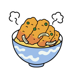 熱々のかつ丼　線画イラスト