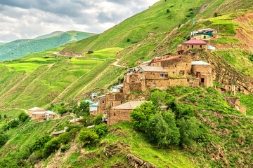 Dagestan village of Shangoda on the Ridge of the Mountain