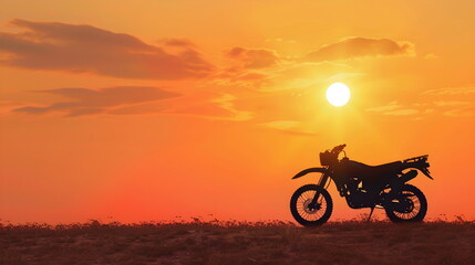 Motorcycle Sunset Silhouette Adventure Off-road Travel Dusk Scenic Outdoor Freedom Exploration