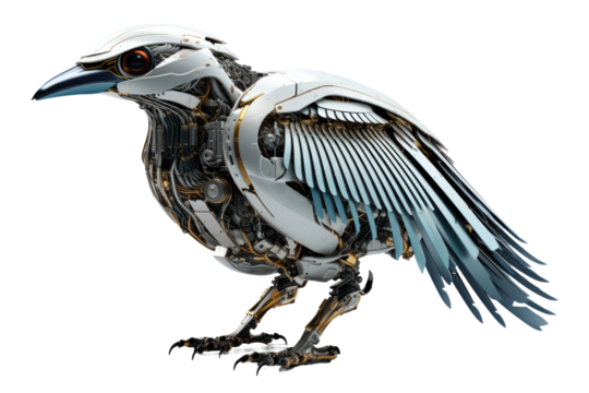 Whimsical Avian Contraption on a Clear PNG or White Background.