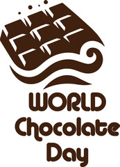 World chocolate day text with chocolate bar vector illustration 