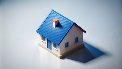 House with a blue roof standing out in a isometric design, blue, roof, house,isometric, architecture, building, exterior