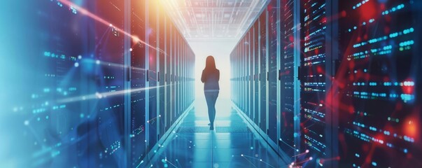 Fototapeta premium The data center as the heartbeat of a future where man and AI collaborate seamlessly