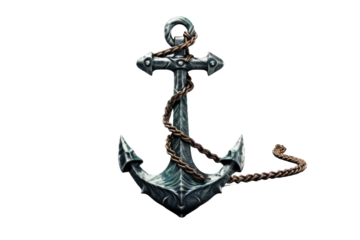 Sailing Dreams: Elegant Anchor and Rope Dance on a Clear PNG or White Background.