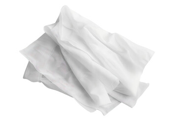 A crumpled white cloth isolated on a white background, ideal for design, texture, and fabric-related projects in photography and print.